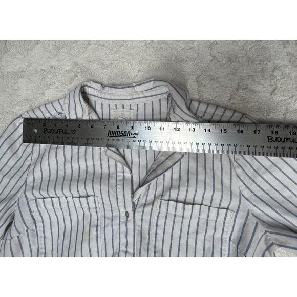 CASLON Women's White/Blue Striped Popover Shift Dress Small 3/4 Sleeve Casual - Picture 4 of 8